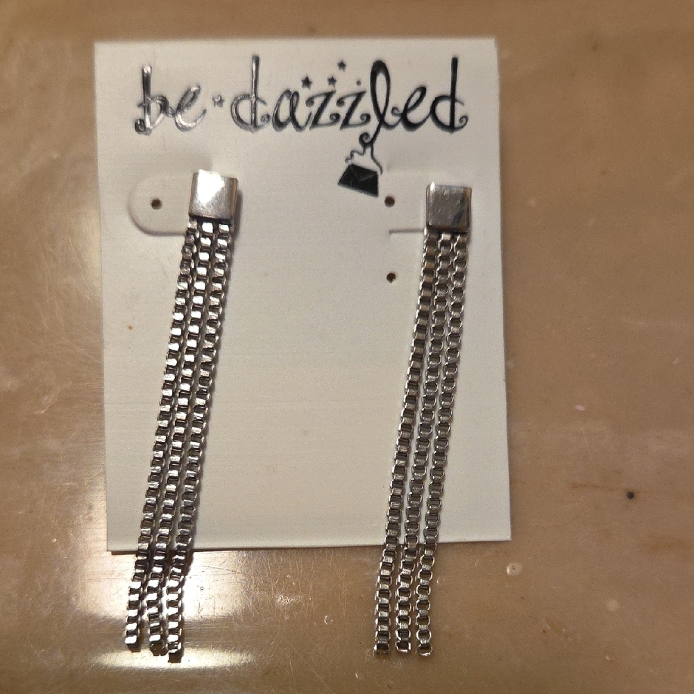 Silver Be Dazzled Chain Earrings